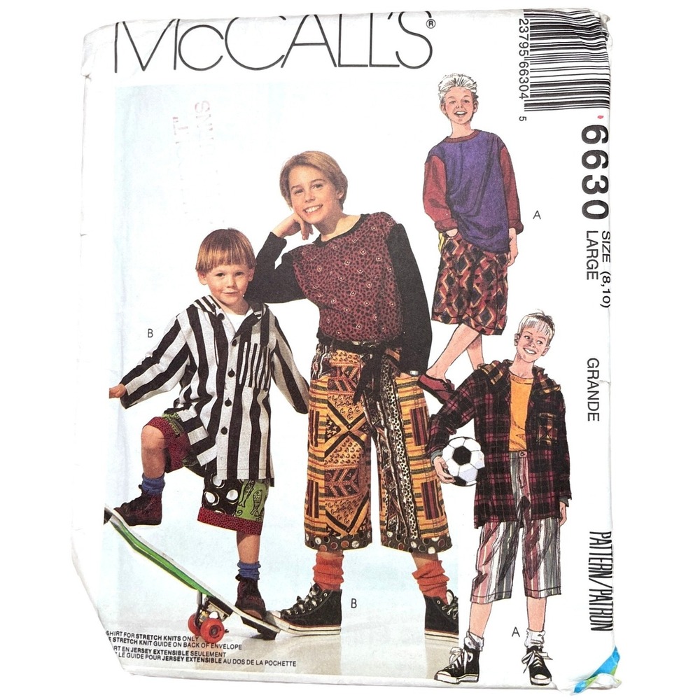 McCall's Sewing Pattern 6630 Boys Size 8-10 Jacket Shirt Shorts Uncut FF